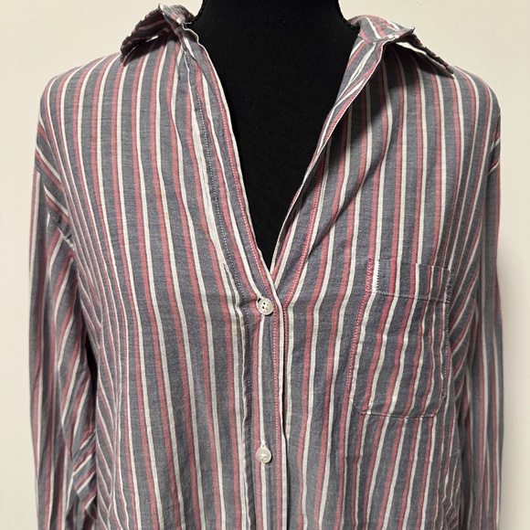 *GRAYSON* Red White & Blue Striped Long Sleeve Button Down Size 4 (Small) - Picture 2 of 8